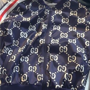 Gucci Navy GG Monogram Zip Jacket